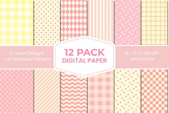 Download Yellow Pink Pastel Digital Paper Pack 12 - Yellow Collection