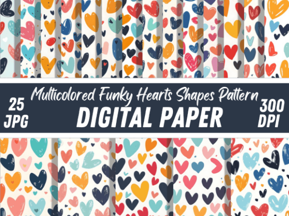 Download Multicolored Funky Hearts Shapes Pattern - Premium Resources