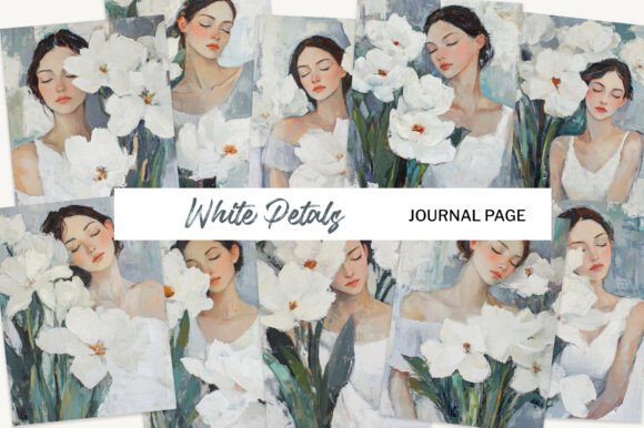 Download Floral Journal Pages - White Petals - Journal pages Collection