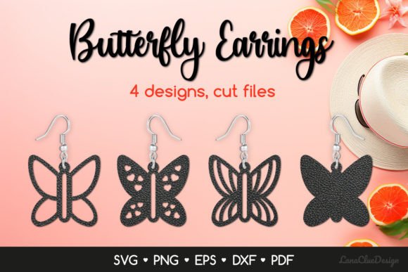 Download 4 Butterfly Earrings SVG for Crafters - For crafters Collection