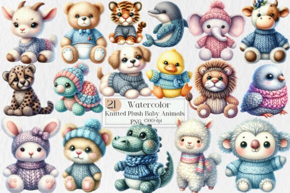 Download Knitted Plush Baby Animals Clipart PNG - Premium Resources