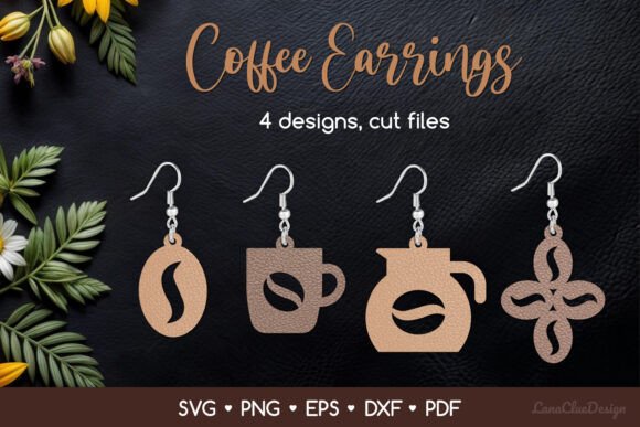 Download 4 Coffee Earrings SVG for Crafters - For crafters Collection