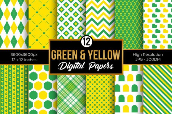 Download Green &amp; Yellow Digital Papers - Yellow Collection