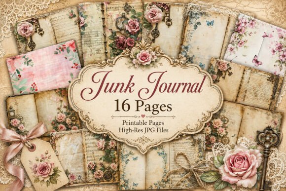 Download Shabby Chic Roses Junk Journal Pages - Journal pages Collection