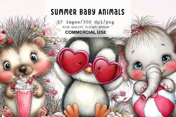 Download Whimsical Summer Baby Animals Clipart - Premium Resources