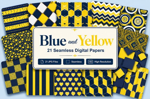 Download Blue and Yellow Digital Papers - Yellow Collection