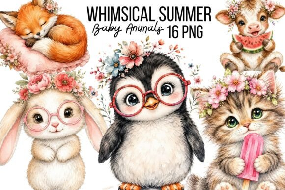 Download Whimsical Summer Baby Animals Clipart - Premium Resources