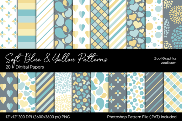 Download Soft Blue and Yellow Digital Papers - Yellow Collection
