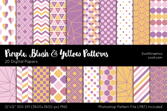 Download Purple, Blush and Yellow Digital Papers - Yellow Collection