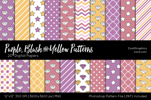 Download Purple, Blush and Yellow Digital Papers - Yellow Collection