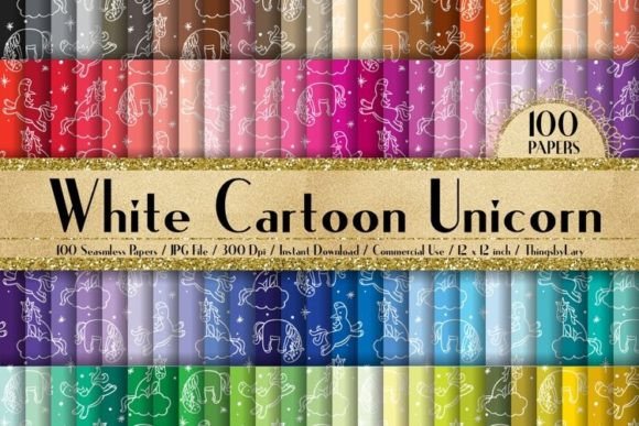 Download Seamless White Cartoon Unicorn Paper - Unicorn paper Collection