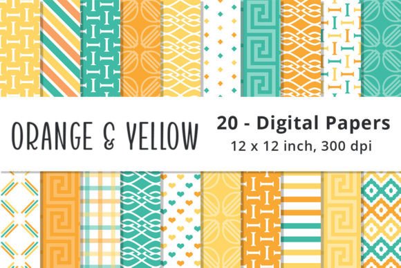 Download Orange, Mint, and Yellow Digital Papers - Yellow Collection