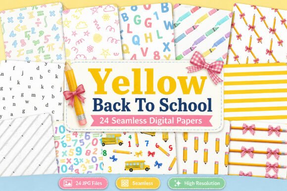 Download Yellow Back to School Papers - Yellow Collection
